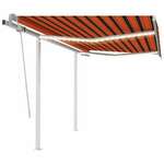 vidaXL Ročno zložljiva tenda z LED lučmi 3x2,5 m oranžna in rjava