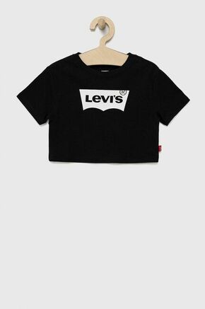 Levi's bombažna otroška majica - črna. T-shirt otrocih iz zbirke Levi's. Model narejen iz tiskane tkanine.