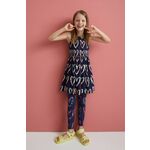 Desigual bombažna obleka za otroke - mornarsko modra. Otroška obleka iz kolekcije Desigual. Širok model, izdelan iz vzorčaste tkanine.