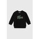 Otroški bombažen pulover Lacoste črna barva - črna. Otroški pulover iz kolekcije Lacoste, izdelan iz elastične pletenine. Model iz visokokakovostnega in trajnostnega materiala.