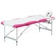 vidaXL 2-conska zložljiva masažna miza aluminij bele in roza barve