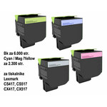 Komplet FENIX CS/CX417_B + C + M + Y za Lexmark CS417dn, CS517de, CX417de, CX517de, črna za 6.000 strani, barvne po 2.300 strani