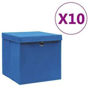VidaXL Škatle s pokrovi 10 kosov 28x28x28 cm modre
