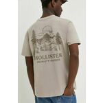 Bombažna kratka majica Hollister Co. moški, bež barva - bež. Kratka majica iz kolekcije Hollister Co. Izdelana iz debele, elastične pletenine. Model iz izjemno udobne bombažne tkanine.