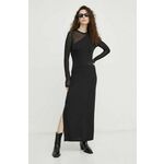 Obleka Bruuns Bazaar črna barva - črna. Obleka iz kolekcije Bruuns Bazaar. Model izdelan iz tanke, elastične pletenine. Izrazit model za posebne priložnosti.