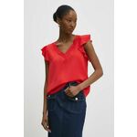 Majica Answear Lab ženska, rdeča barva - rdeča. Bluza iz kolekcije Answear Lab izdelana iz enobarvne tkanine. Kolekcija je na voljo izključno na Answear.Si.