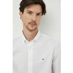 Bombažna srajca Tommy Hilfiger moška, bela barva - bela. Srajca iz kolekcije Tommy Hilfiger, izdelana iz enobarvnega materiala. Model iz izjemno udobne bombažne tkanine.