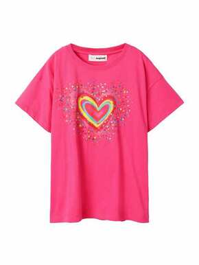 Otroška bombažna kratka majica Desigual roza barva - roza. Otroški kratka majica iz kolekcije Desigual. Model izdelan iz tanke