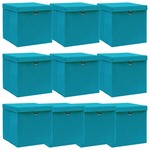 vidaXL Škatle za shranjevanje s pokrovi x 10 baby modre 32x32x32 cm
