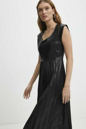 Obleka Answear Lab črna barva - črna. Obleka iz kolekcije Answear Lab. Model izdelan iz imitacija usnja. Model iz tkanine