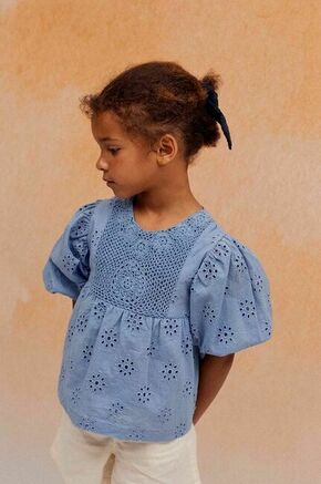 Otroška bombažna majica zippy - modra. Otroški mikica iz kolekcije zippy. Model izdelan iz enobarvne pletenine. Ima okrogli izrez.