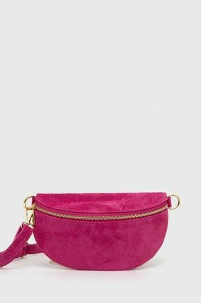 Semiš torbica za okoli pasu Answear Lab roza barva - roza. Majhna pasna torbica iz kolekcije Answear Lab. Model na zapenjanje