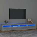 Greatstore TV omarica z LED lučkami siva sonoma 240x35x40 cm