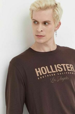 Bombažna majica z dolgimi rokavi Hollister Co. rjava barva - rjava. Majica z dolgimi rokavi iz kolekcije Hollister Co. Model izdelan iz pletenine