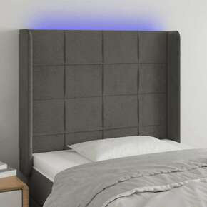 Shumee LED posteljno vzglavje temno sivo 93x16x118/128 cm žamet