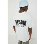 Bombažna kratka majica MSGM moški, bela barva - bela. Lahkotna majica iz kolekcije MSGM, izdelana iz tanke, elastične pletenine. Model iz izjemno udobne in zračne tkanine je idealen za toplejše letne čase.