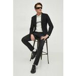 Volnene hlače Karl Lagerfeld črna barva - črna. Hlače iz kolekcije Karl Lagerfeld. Model izdelan iz enobarvne tkanine. Visoka vsebnost volne zagotavlja zaščito pred mrazom, dodatek poliamida pa povečuje trpežnost izdelka.