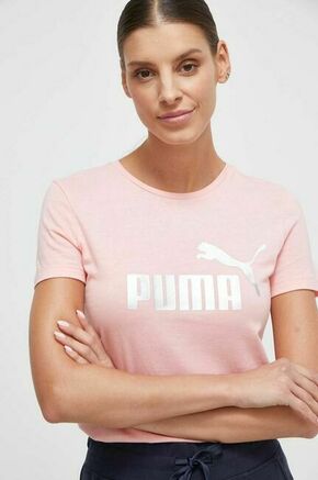 Bombažna kratka majica Puma roza barva - roza. Kratka majica iz kolekcije Puma. Model izdelan iz tanke