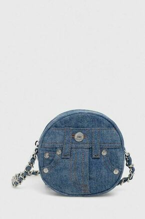 Torbica Moschino Jeans - modra. Majhna torbica iz kolekcije Moschino Jeans. Model na zapenjanje