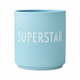 Modra porcelanasta skodelica Design Letters Superstar, 300 ml