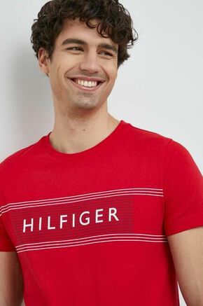 Bombažna kratka majica Tommy Hilfiger rdeča barva - rdeča. Kratka majica iz kolekcije Tommy Hilfiger. Model izdelan iz tanke