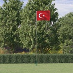 Vidaxl Zastava Turčije in drog 5,55 m aluminij