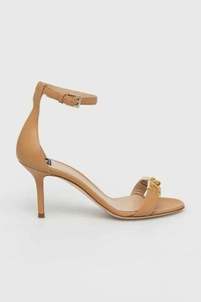 Usnjeni sandali Elisabetta Franchi rjava barva