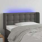 vidaXL LED posteljno vzglavje sivo 83x16x78/88 cm umetno usnje