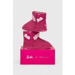 Otroški zimski čevlji iz semiša Emu Australia x Barbie, Wallaby Mini Play roza barva - roza. Zimski čevlji iz kolekcije Emu Australia. Podloženi model, izdelan iz semiš usnja. Model z volneno podlogo za dodatno udobje in toploto.