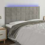 Greatstore LED posteljno vzglavje svetlo sivo 160x5x118/128 cm žamet