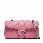 Usnjena torbica Coach Tabby roza barva - roza. Majhna torbica iz kolekcije Coach. Model na zapenjanje, izdelan iz naravnega usnja.