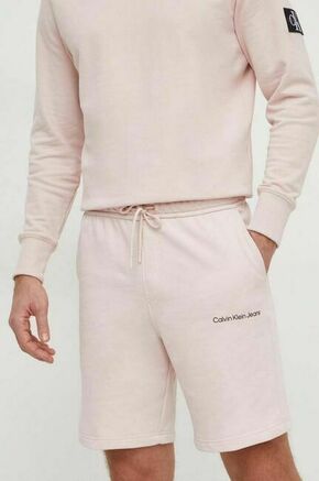 Bombažne kratke hlače Calvin Klein Jeans roza barva - roza. Kratke hlače iz kolekcije Calvin Klein Jeans. Model izdelan iz pletenine. Model iz izjemno udobne bombažne tkanine.