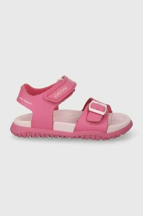 Otroški sandali Geox SANDAL FUSBETTO roza barva - roza. Otroški sandali iz kolekcije Geox. Model je izdelan iz sintetičnega materiala. Model z mehkim