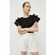 Kratka majica Liu Jo ženski, črna barva - črna. Kratka majica iz kolekcije Liu Jo. Model izdelan iz enobarvne pletenine. Visokokakovosten, udoben material.