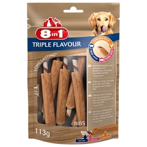 8in1 Triple Flavour Ribs priboljšek za pse