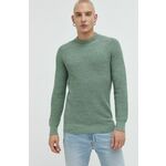Bombažen pulover Superdry moški, zelena barva, - zelena. Pulover iz kolekcije Superdry. Model z okroglim izrezom, izdelan iz enobarvne pletenine.