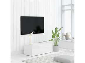 VIDAXL TV omarica visok sijaj bela 80x34x30 cm iverna plošča