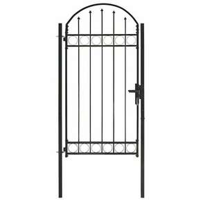 VidaXL Vrata za ograjo zaobljena jeklo 100x250 cm črna