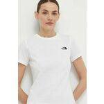 Kratka majica The North Face ženska, bela barva, NF0A87NHFN41 - bela. Kratka majica iz kolekcije The North Face, izdelana iz tanke, elastične pletenine. Model iz izjemno udobne tkanine z visoko vsebnostjo bombaža.