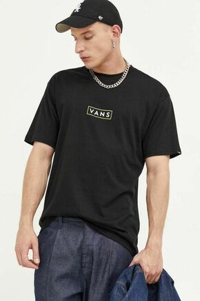 Bombažna kratka majica Vans črna barva - črna. Lahkotna kratka majica iz kolekcije Vans