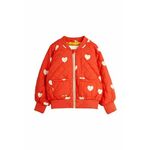 Otroška bomber jakna Mini Rodini rdeča barva - rdeča. Otroški Bomber jakna iz kolekcije Mini Rodini. Prehoden model, izdelan iz vzorčastega materiala.