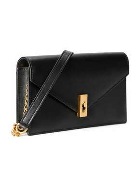 Usnjena torbica Polo Ralph Lauren črna barva - črna. Majhna torbica iz kolekcije Polo Ralph Lauren. na zapenjanje