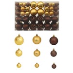 vidaXL Božično novoletne kroglice 100 kosov 6 cm rjave/bronaste/zlate