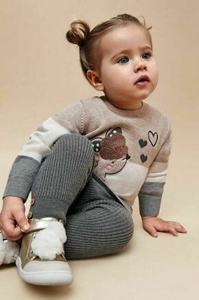 Obleka za dojenčka Mayoral bež barva - bež. Obleka za dojenčke iz kolekcije Mayoral. Raven model