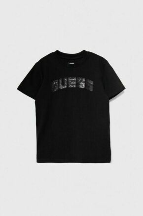 Otroška kratka majica Guess črna barva - črna. Otroške kratka majica iz kolekcije Guess