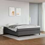 Greatstore Box spring postelja z vzmetnico siva 180x200 cm umetno usnje