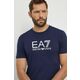 Bombažna kratka majica EA7 Emporio Armani moški, mornarsko modra barva - mornarsko modra. Kratka majica iz kolekcije EA7 Emporio Armani, izdelana iz mehke in udobne pletenine.