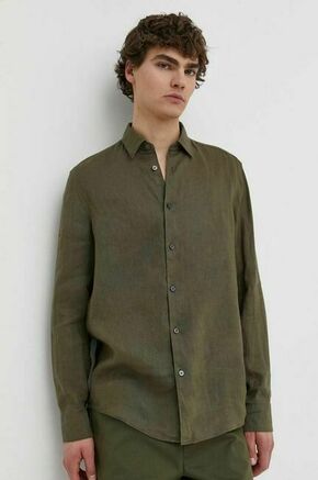 Lanena srajca Drykorn RAMIS zelena barva