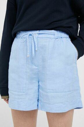 Lanene kratke hlače Tommy Hilfiger - modra. Kratke hlače iz kolekcije Tommy Hilfiger. Model izdelan iz tkanine. Lahek in udoben model