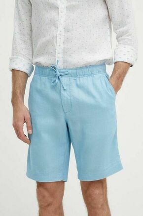 Lanene kratke hlače Tommy Hilfiger MW0MW34498 - modra. Kratke hlače iz kolekcije Tommy Hilfiger. Model izdelan iz gladke tkanine. Model iz izjemno udobne